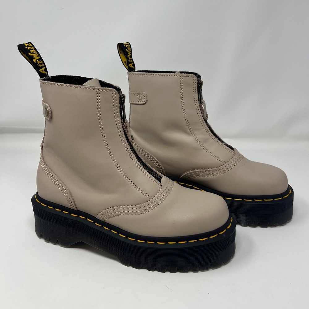 Dr. Martens Jetta Zipped Boot Women 6 Parchment Beige Quad Platform AirWair